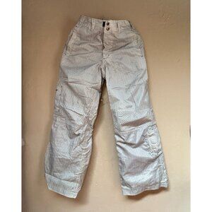 Snow Country Womens Large White Pinstriped Snow Pants Mid-Rise Elastic Waist